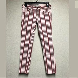 Free People Striped skinny ankle jeans pants